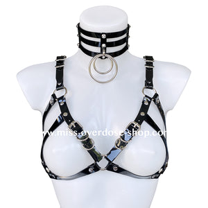 High Gloss harness bra - SILVER
