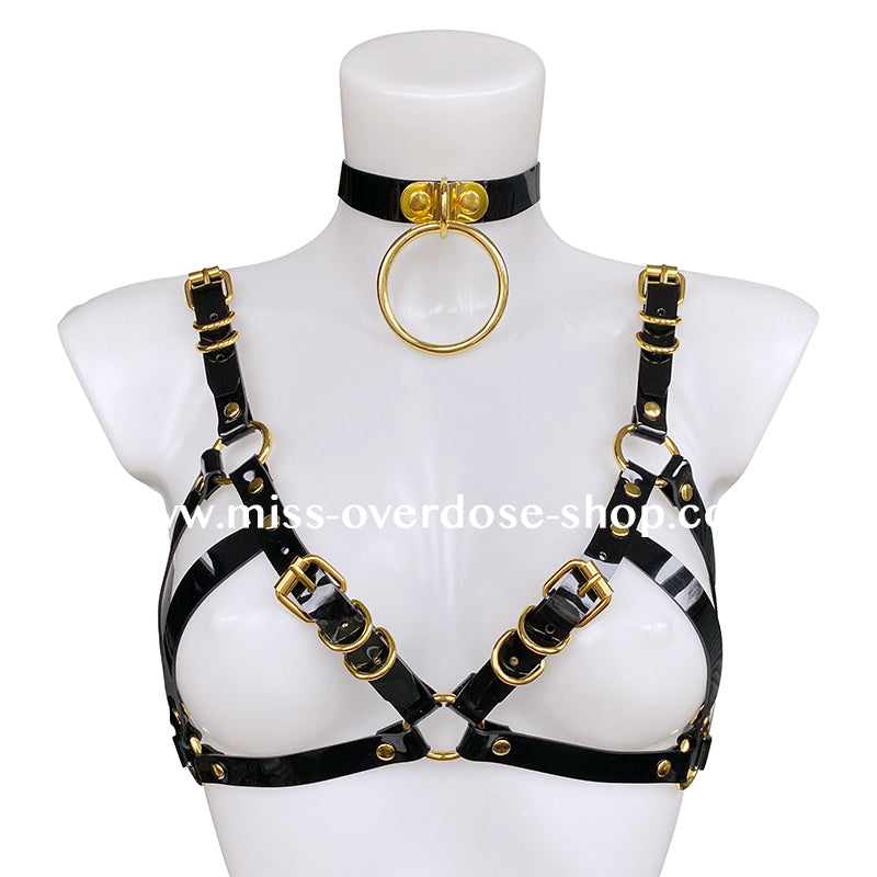 High Gloss harness bra - GOLD – Miss Overdose
